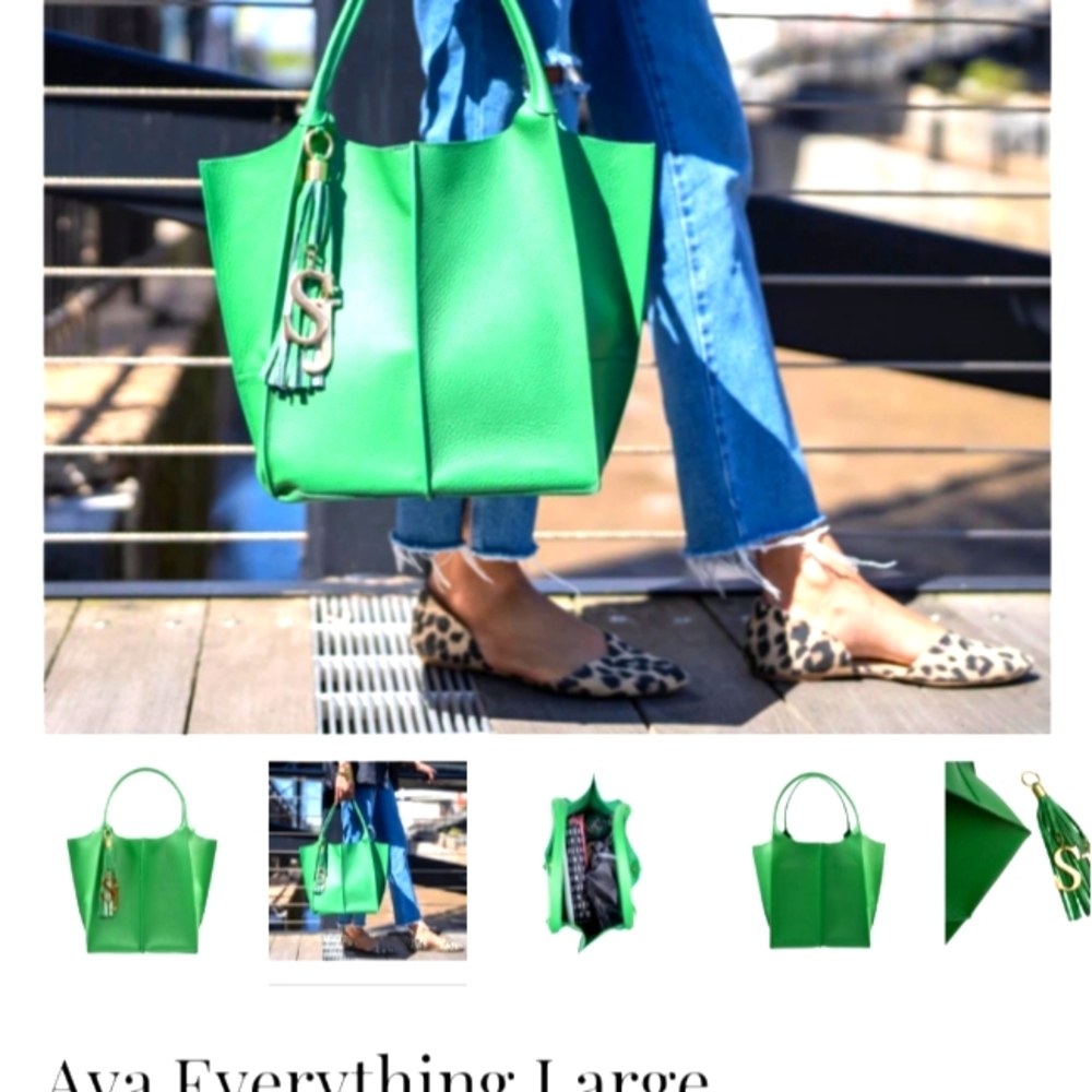 Sassy Jones Ava Everthing,Large Tote Kelly Green